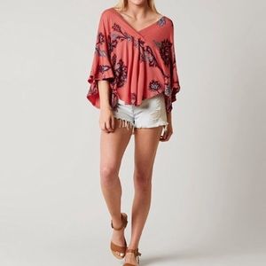 Free People Maui Wowie Printed Top In Coral Sz S